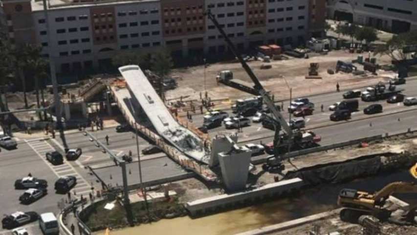 Varios muertos al derrumbarse puente peatonal en Miami